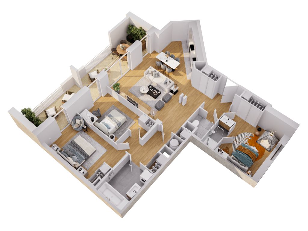 Appartement type T4 - A205 - 3D